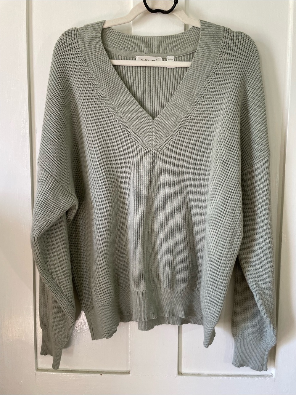 RD Style Sage Green V-Neck Ribbed Sweater